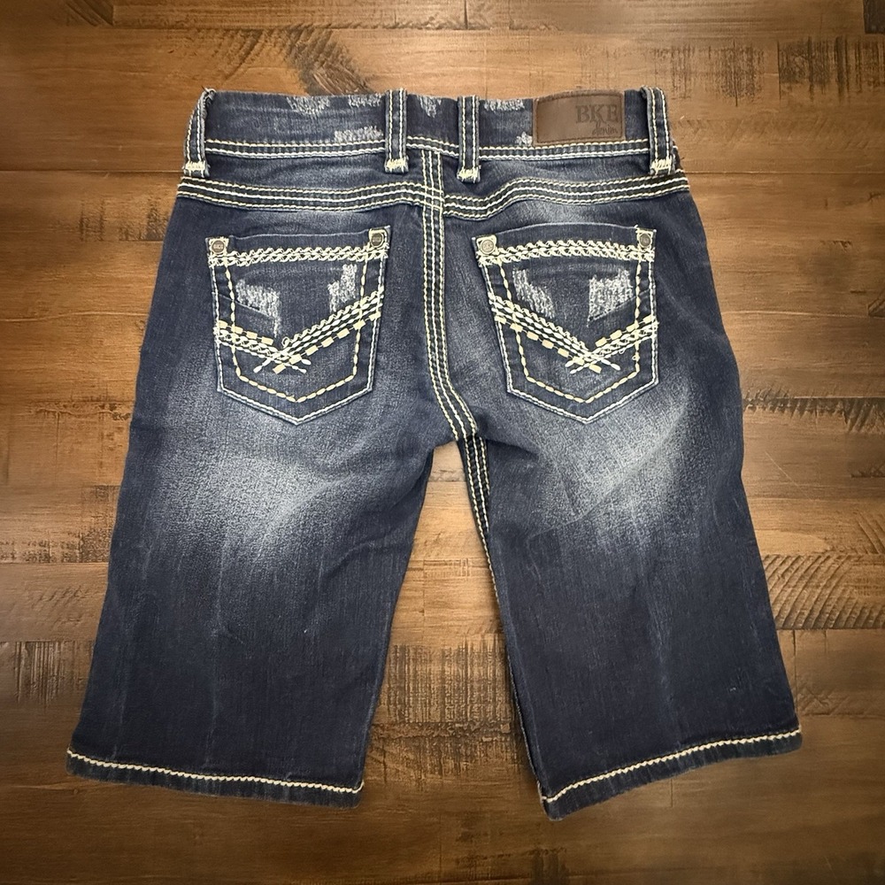 BKE Jeans Shorts Womens 26 Sabrina Bermuda Denim Stretch Buckle 12" Inseam